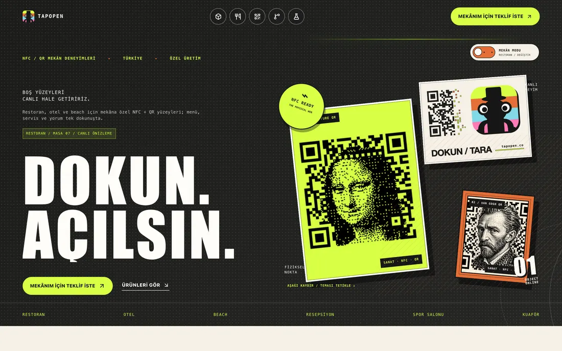 TapOpen NFC web sitesi